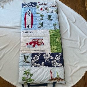 Pottery Barn Kids sleeping bag Hawaiian print blue